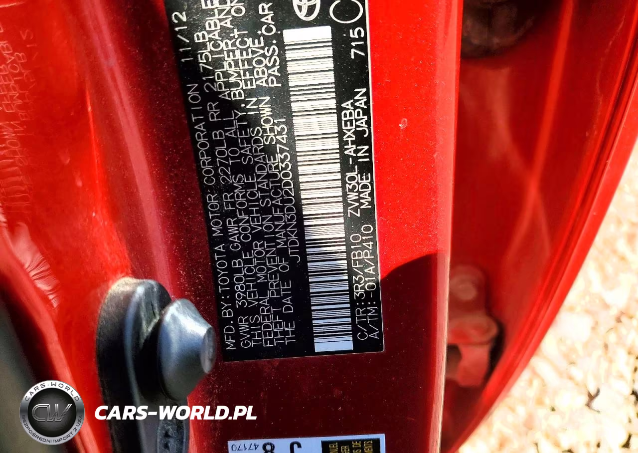 2013 Toyota Prius Two VIN:JTDKN3DU2D0337431 - 12