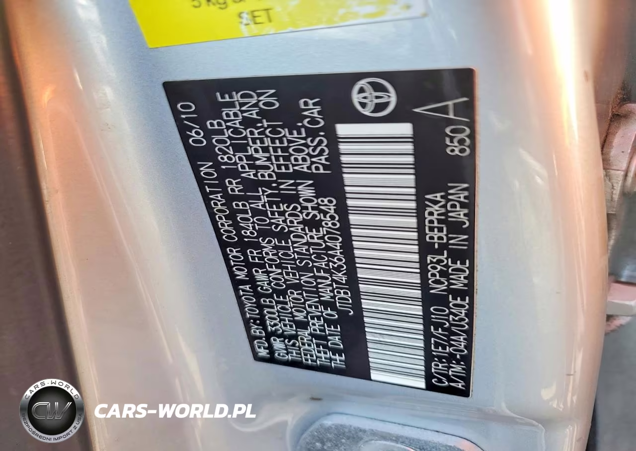 2010 Toyota Yaris Base VIN:JTDBT4K36A4078548 - 12
