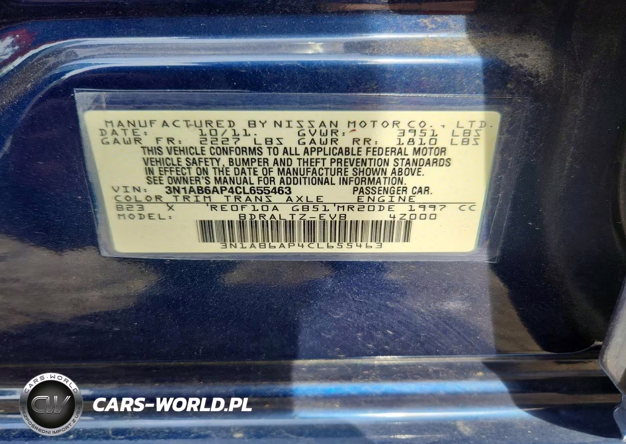 2012 Nissan Sentra 2.0 VIN:3N1AB6AP4CL655463 - 12