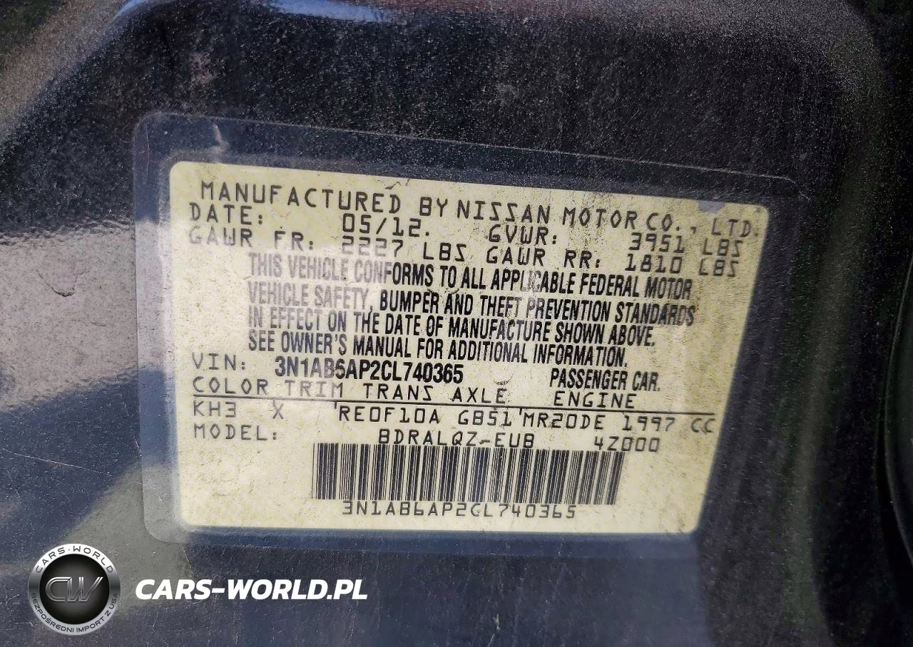2012 Nissan Sentra 2.0 VIN:3N1AB6AP2CL740365 - 12