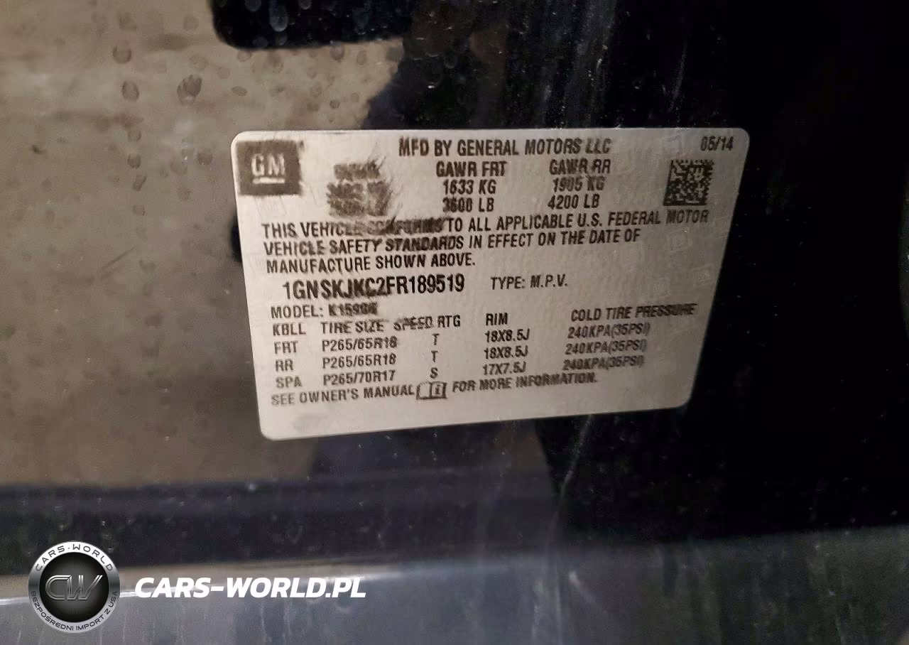 2015 Chevrolet Suburban K1500 Lt VIN:1GNSKJKC2FR189519 - 13