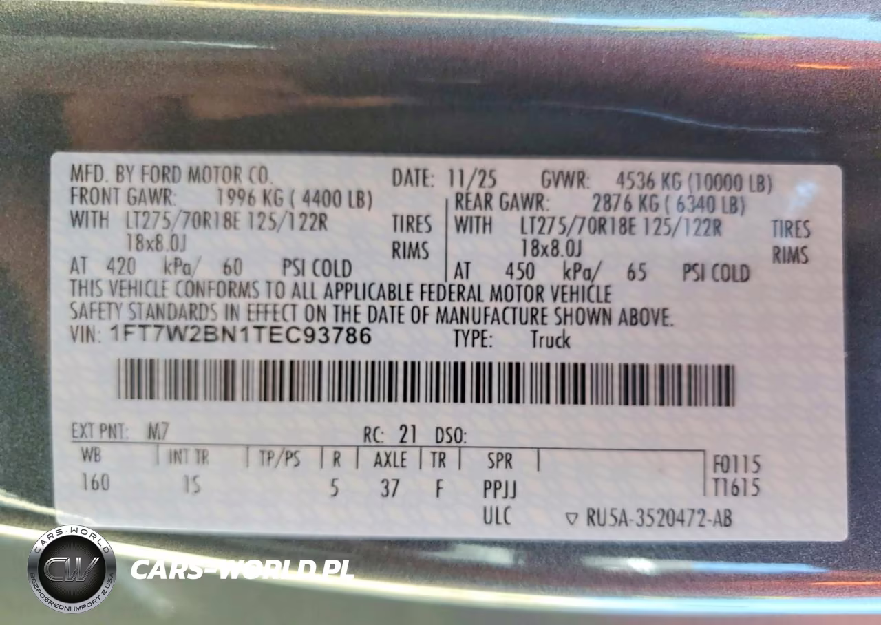 2026 Ford F250 Super Duty VIN:1FT7W2BN1TEC93786 - 12