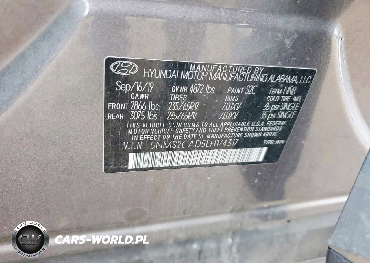 2020 Hyundai Santa Fe Se VIN:5NMS2CAD5LH174317 - 13