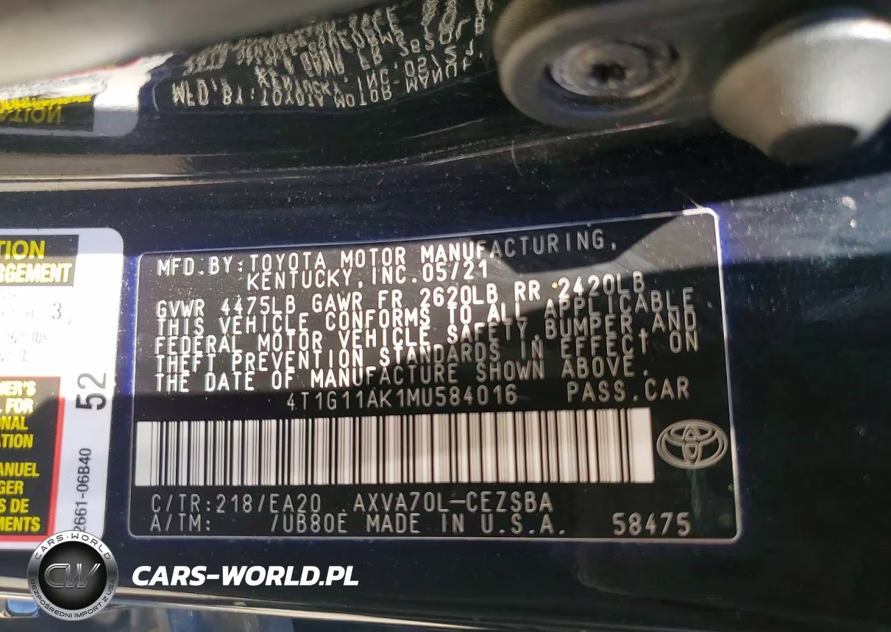 2021 Toyota Camry Se VIN:4T1G11AK1MU584016 - 12