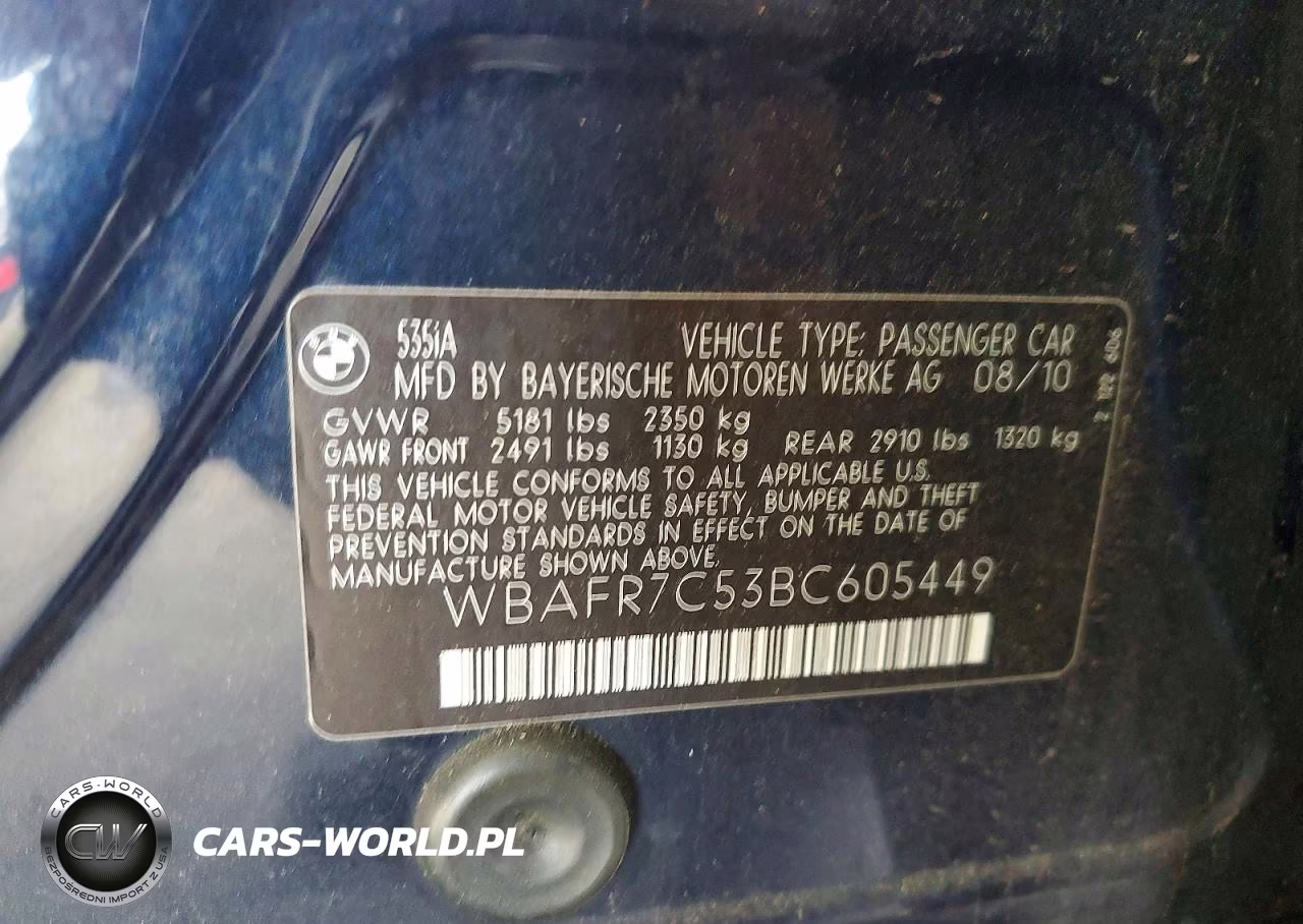 2011 BMW 535 I VIN:WBAFR7C53BC605449 - 12