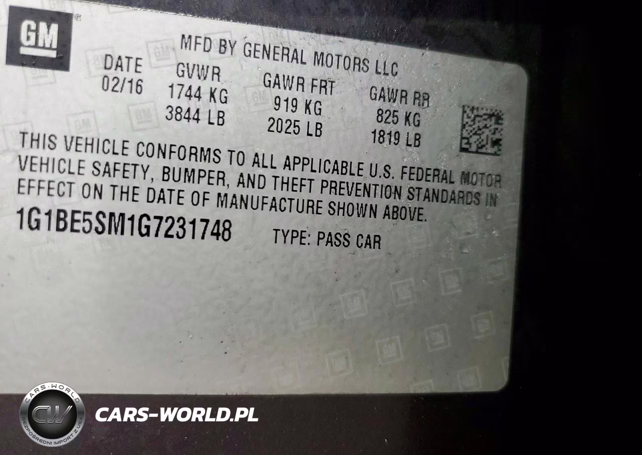 2016 Chevrolet Cruze Lt VIN:1G1BE5SM1G7231748 - 12