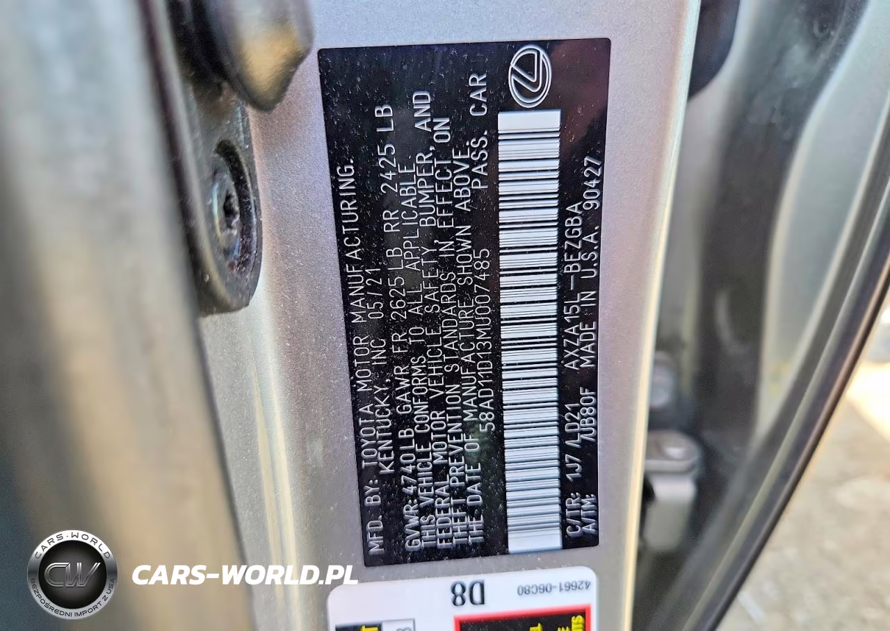 2021 Lexus Es 250 Base VIN:58AD11D13MU007485 - 12