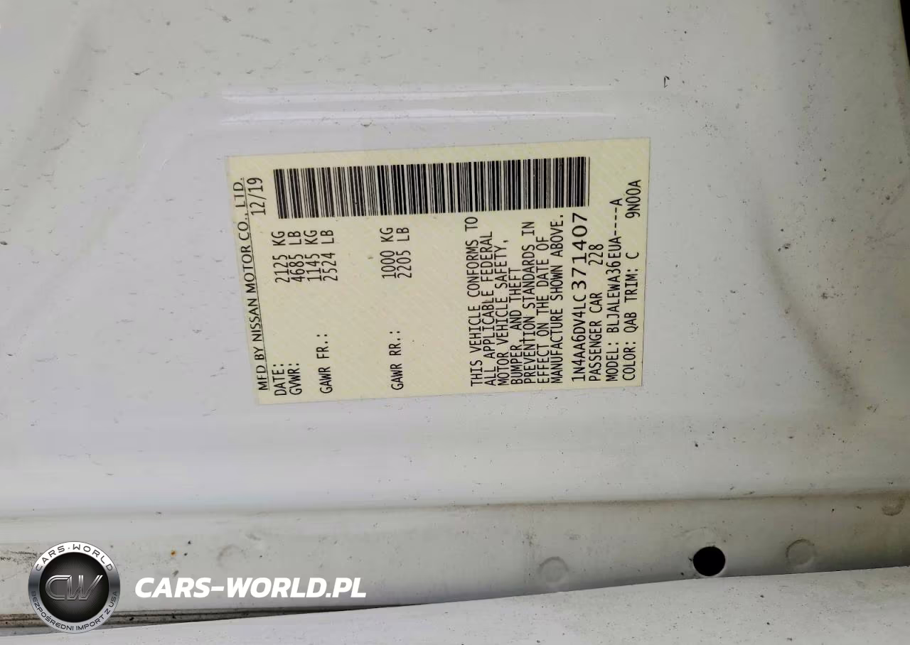 2020 Nissan Maxima 3.5 Sl VIN:1N4AA6DV4LC371407 - 12