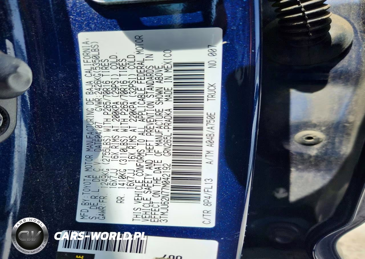 2007 Toyota Tacoma Prerunner V6 VIN:3TMJU62N77M042192 - 12