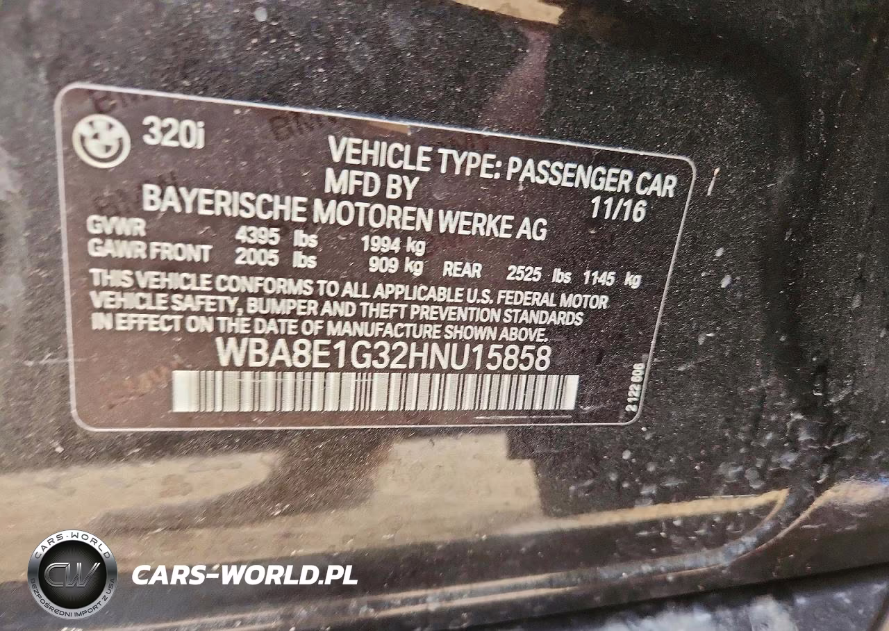 2017 BMW 320 I VIN:WBA8E1G32HNU15858 - 12
