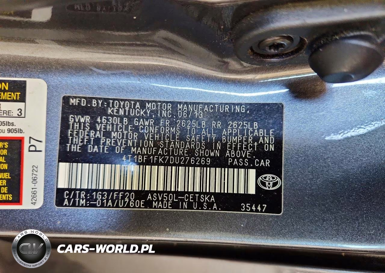 2013 Toyota Camry Se VIN:4T1BF1FK7DU276269 - 12