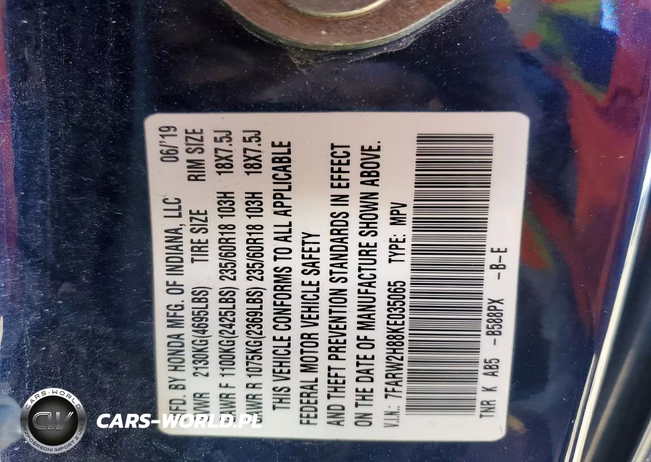 2019 Honda Cr-V Exl VIN:7FARW2H88KE035065 - 14