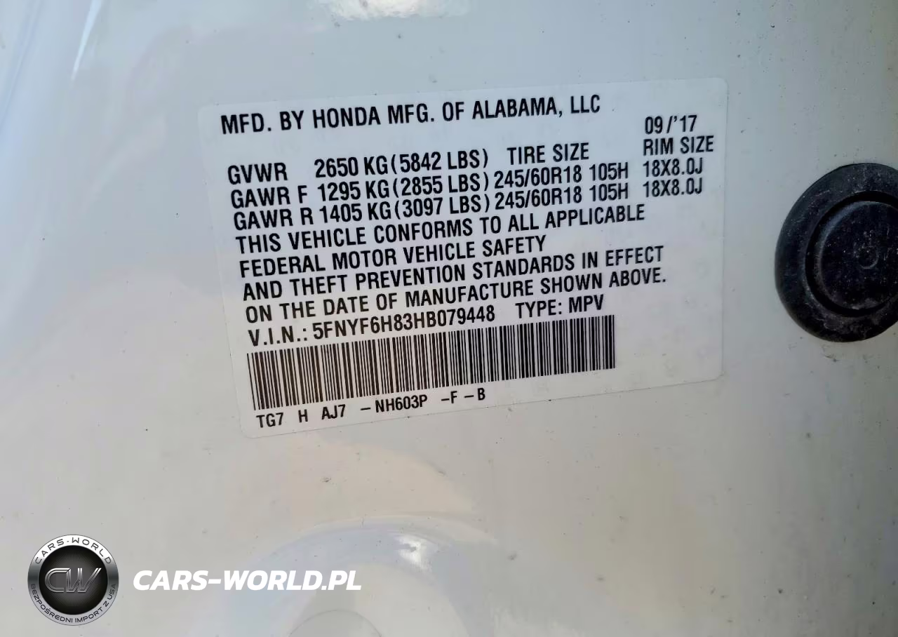2017 Honda Pilot Exl VIN:5FNYF6H83HB079448 - 12