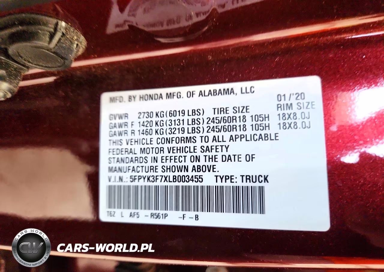 2020 Honda Ridgeline Rtl VIN:5FPYK3F7XLB003455 - 14