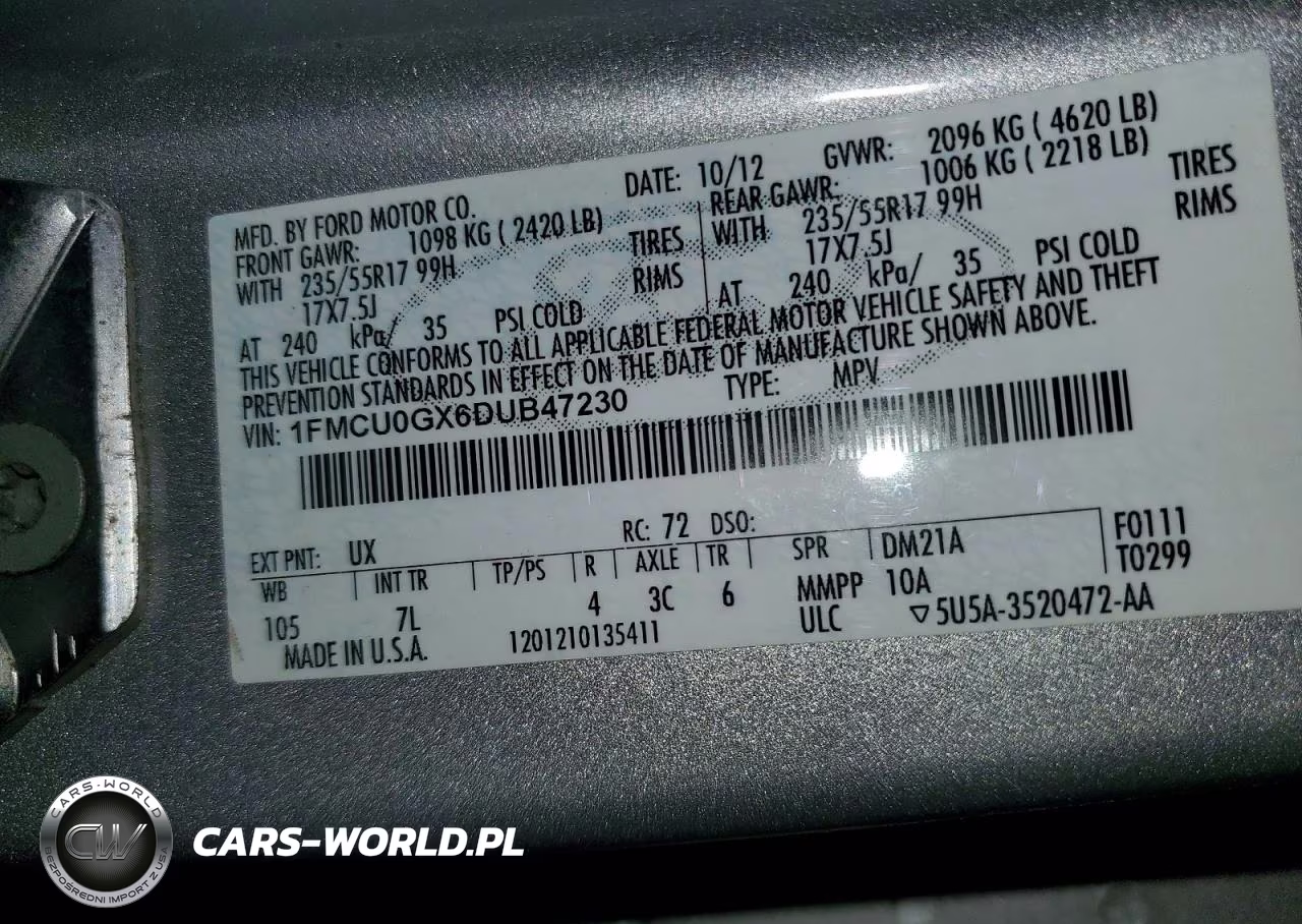 2013 Ford Escape VIN:1FMCU0GX6DUB47230 - 12