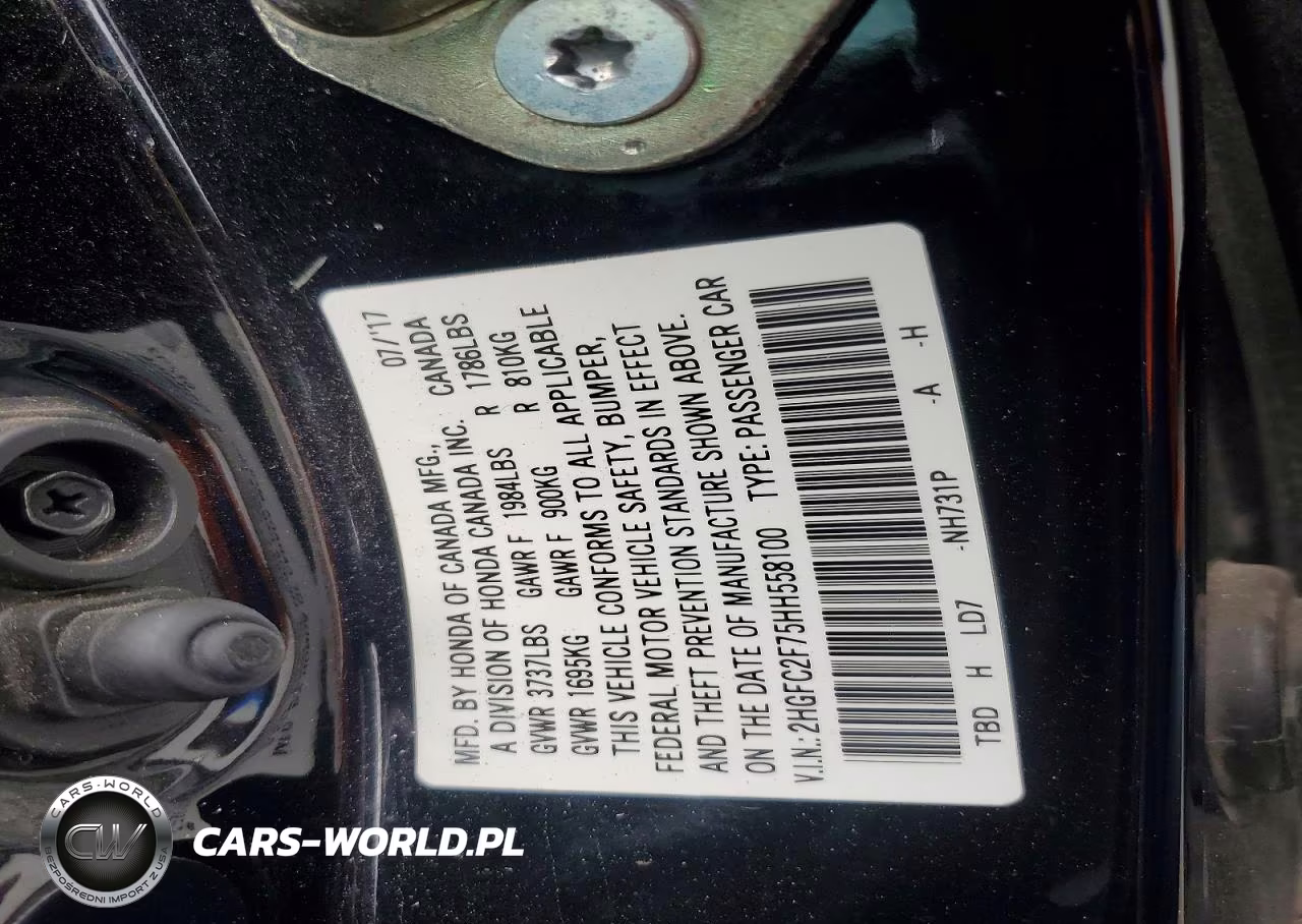 2017 Honda Civic Ex VIN:2HGFC2F75HH558100 - 12