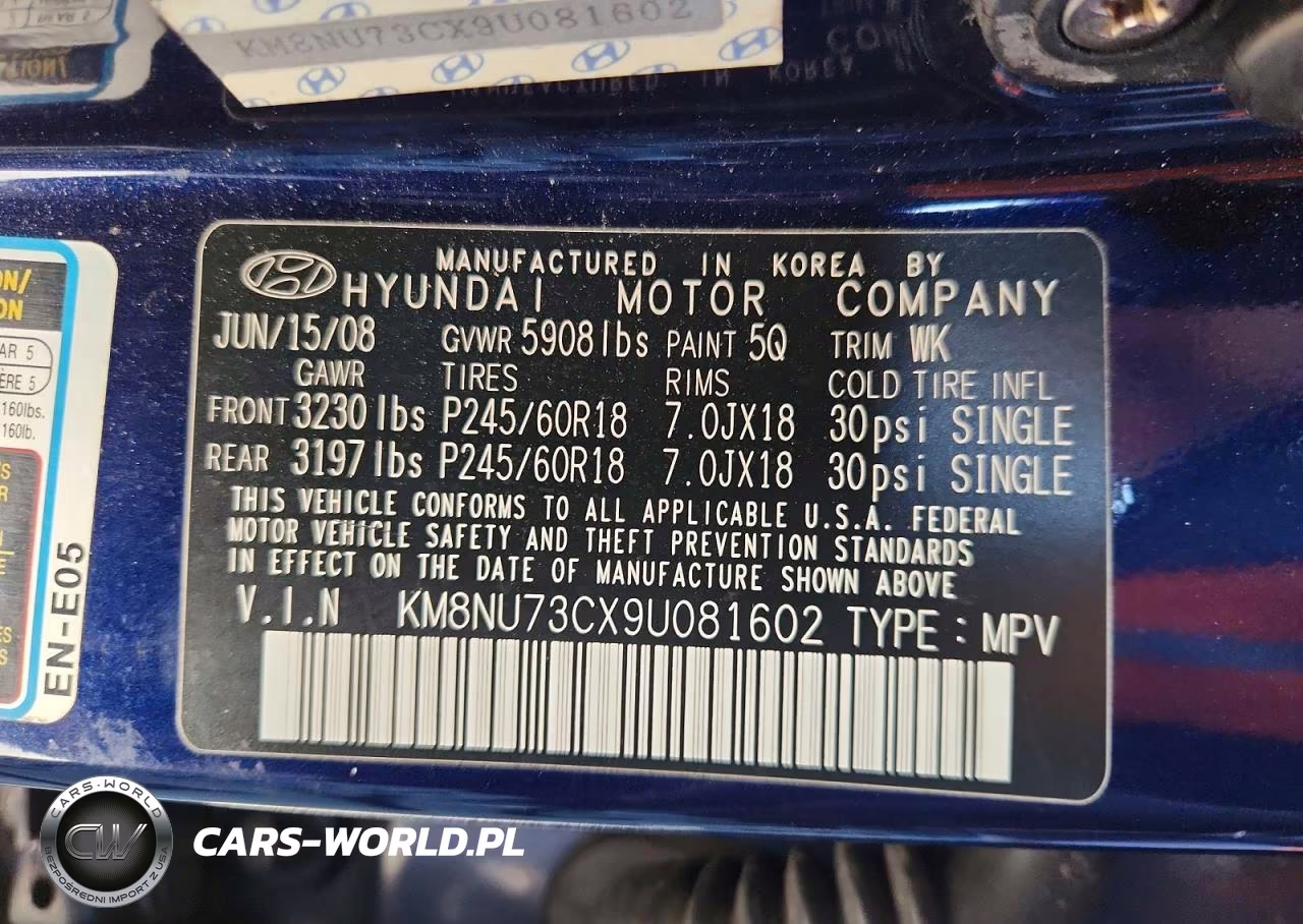 2009 Hyundai Veracruz Limited VIN:KM8NU73CX9U081602 - 13