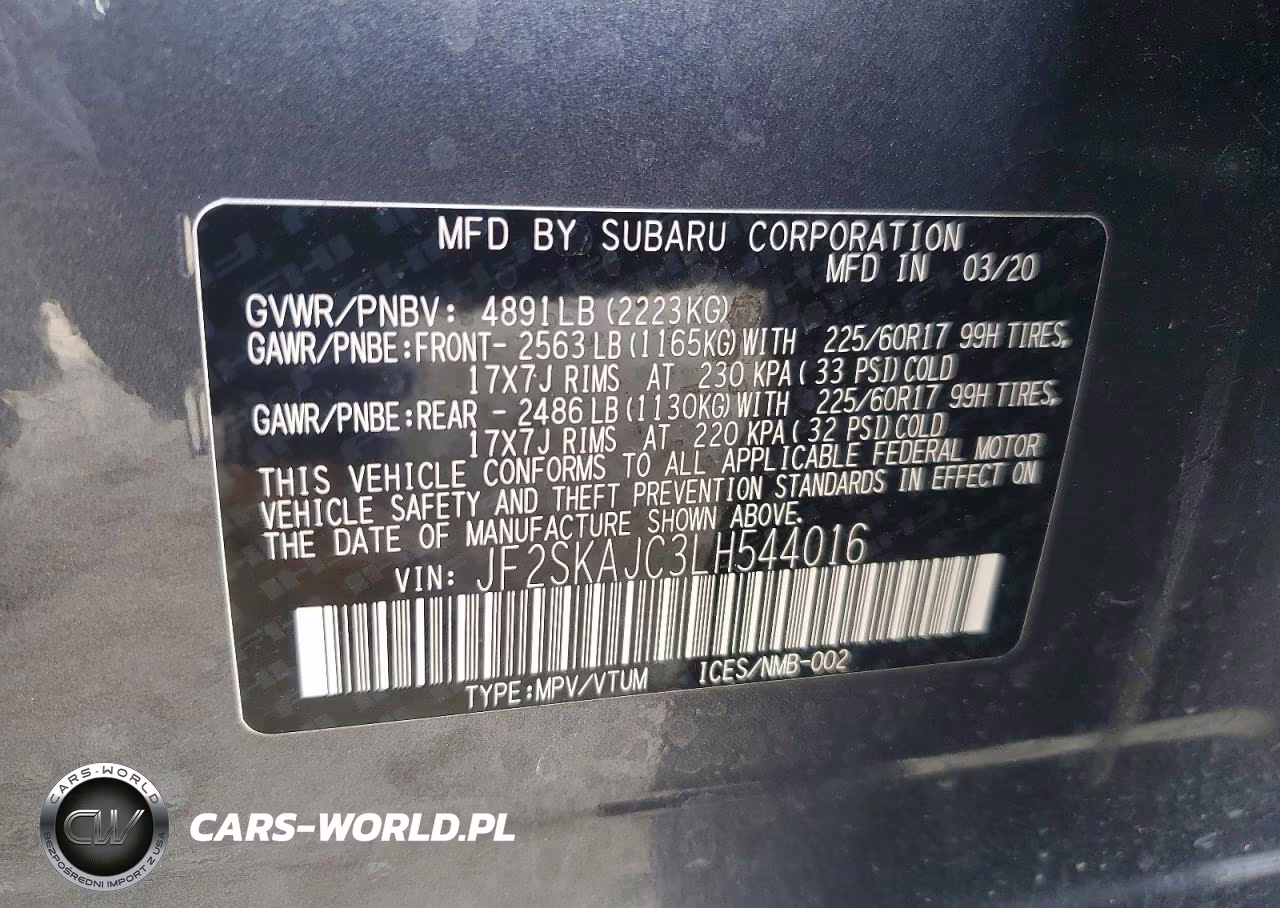 2020 Subaru Forester Premium VIN:JF2SKAJC3LH544016 - 13