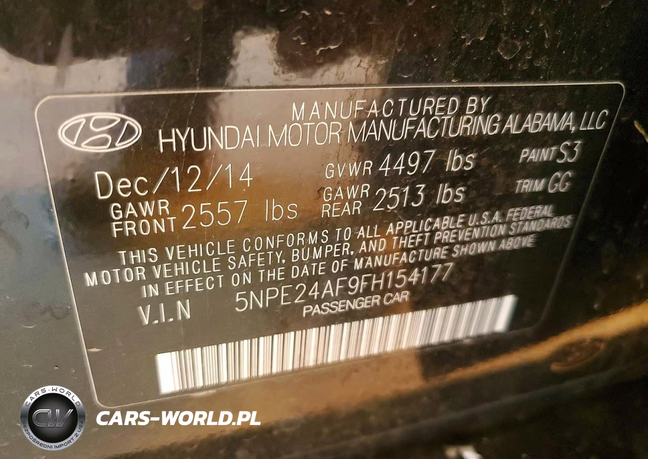 2015 Hyundai Sonata Se VIN:5NPE24AF9FH154177 - 12