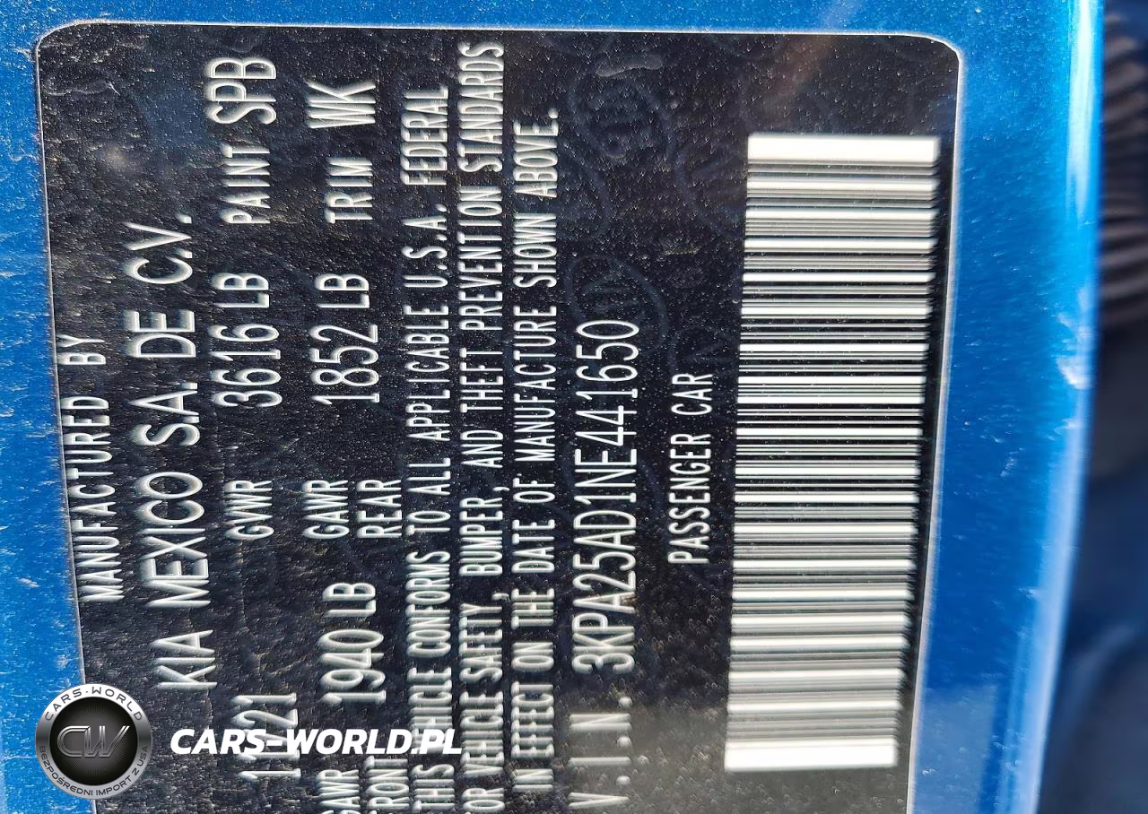 2022 Kia Rio 5-Door S VIN:3KPA25AD1NE441650 - 12