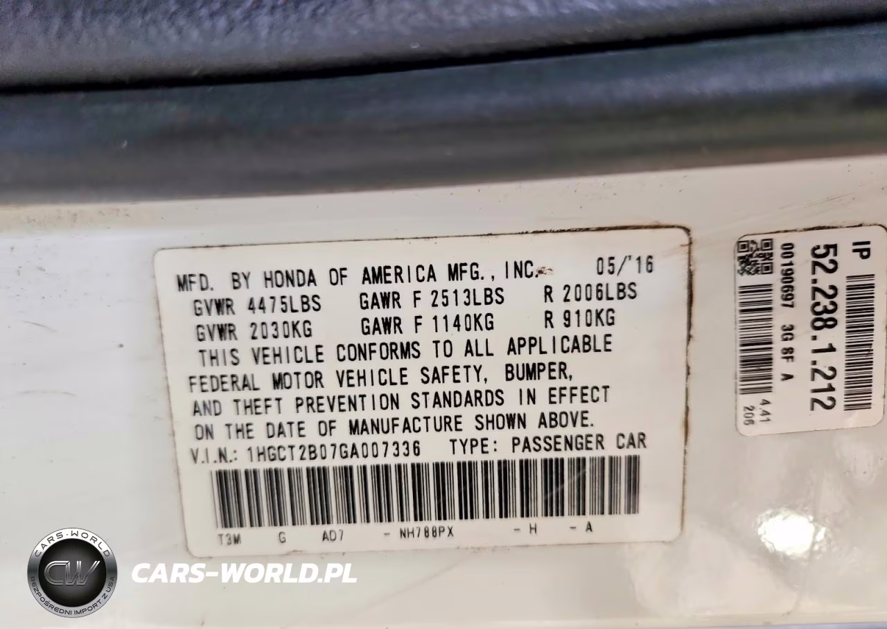 2016 Honda Accord Touring VIN:1HGCT2B07GA007336 - 12