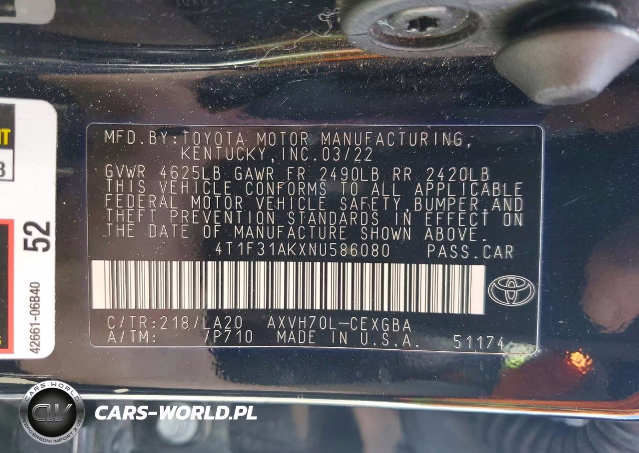 2022 Toyota Camry Hybrid Xle VIN:4T1F31AKXNU586080 - 13