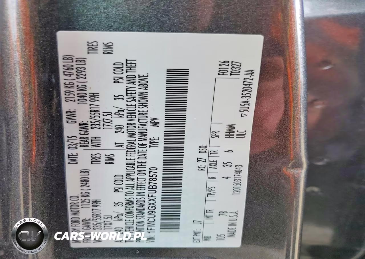 2015 Ford Escape Se VIN:1FMCU9GXXFUB78570 - 13