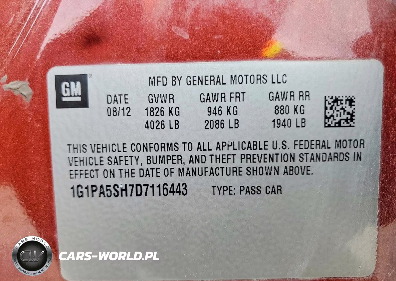 2013 Chevrolet Cruze Ls VIN:1G1PA5SH7D7116443 - 12