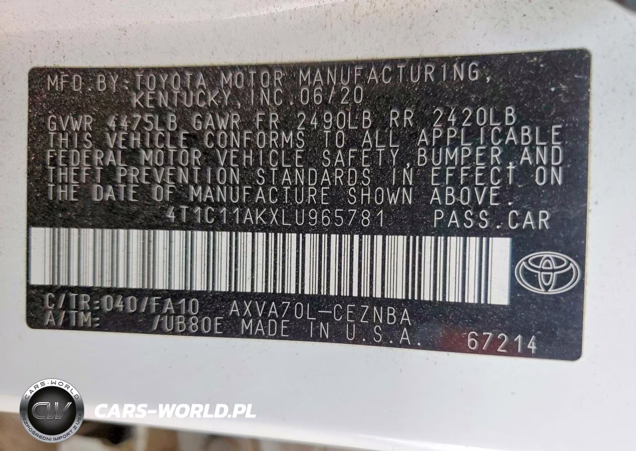 2020 Toyota Camry Le VIN:4T1C11AKXLU965781 - 12