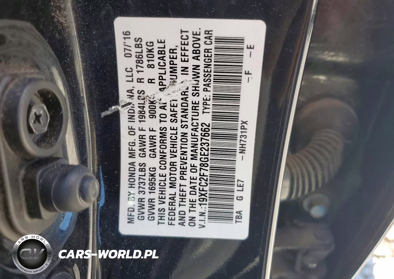 2016 Honda Civic Ex VIN:19XFC2F78GE237662 - 12