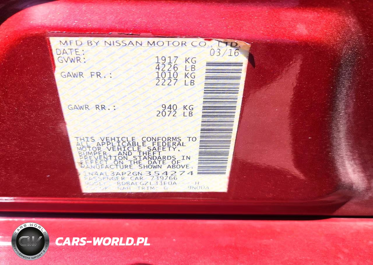 2016 Nissan Altima 2.5 S VIN:1N4AL3AP2GN354274 - 12