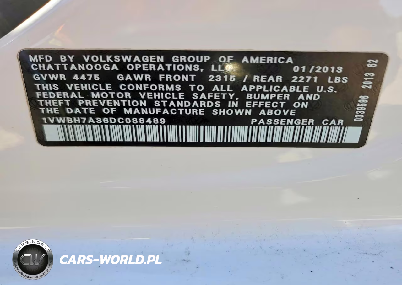 2013 Volkswagen Passat Se VIN:1VWBH7A36DC088489 - 12
