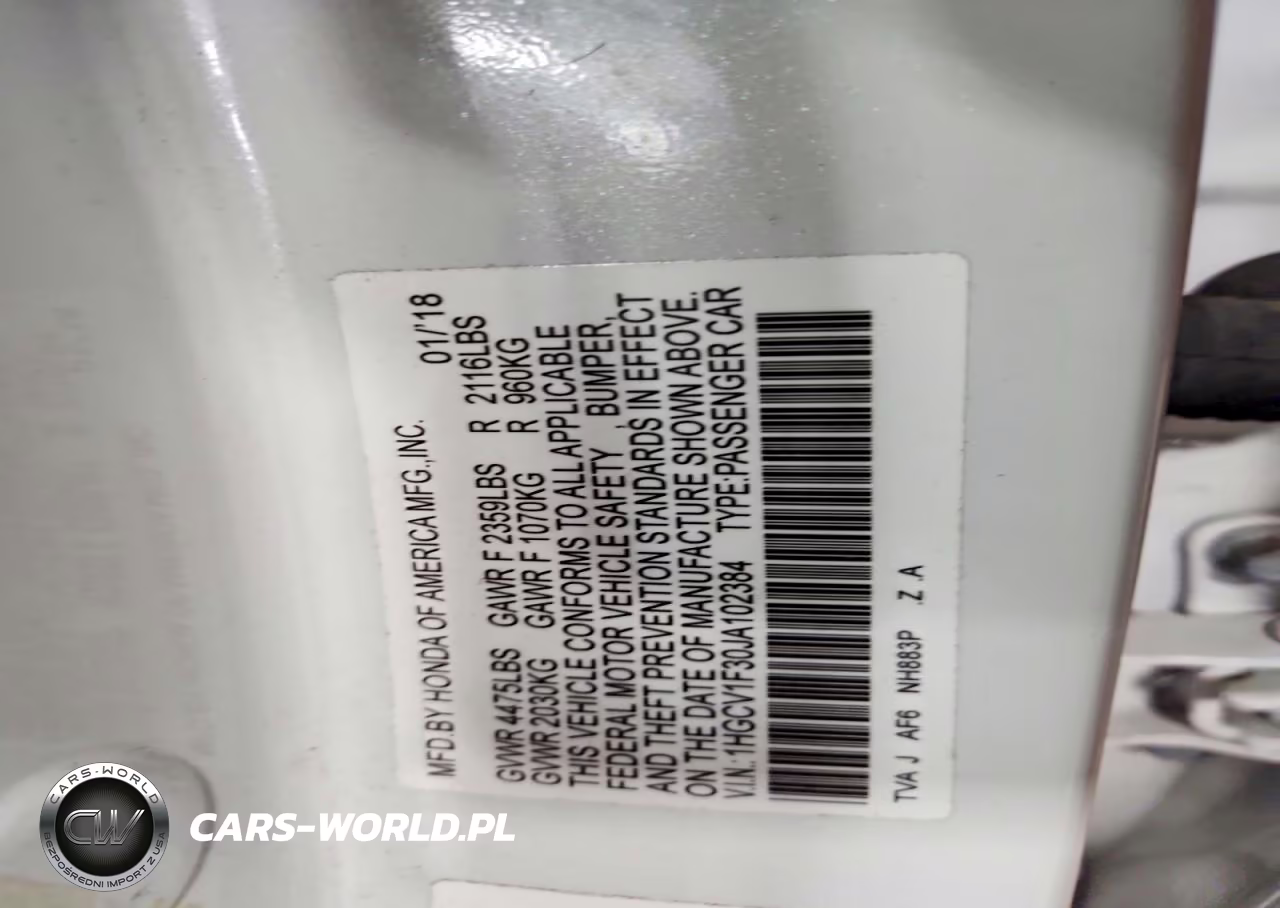 2018 Honda Accord Sport VIN:1HGCV1F30JA102384 - 12