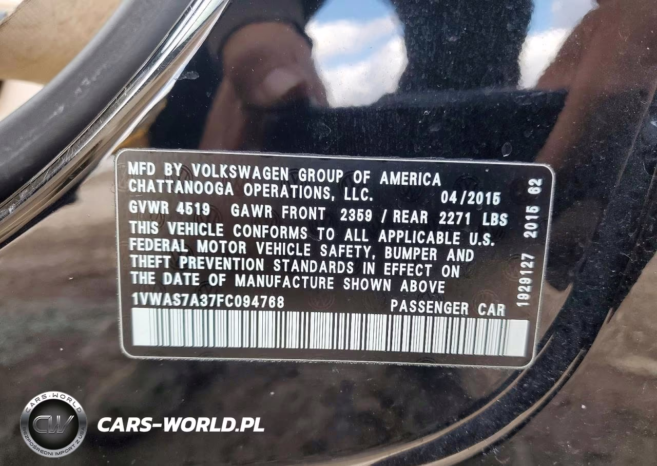2015 Volkswagen Passat S VIN:1VWAS7A37FC094768 - 12