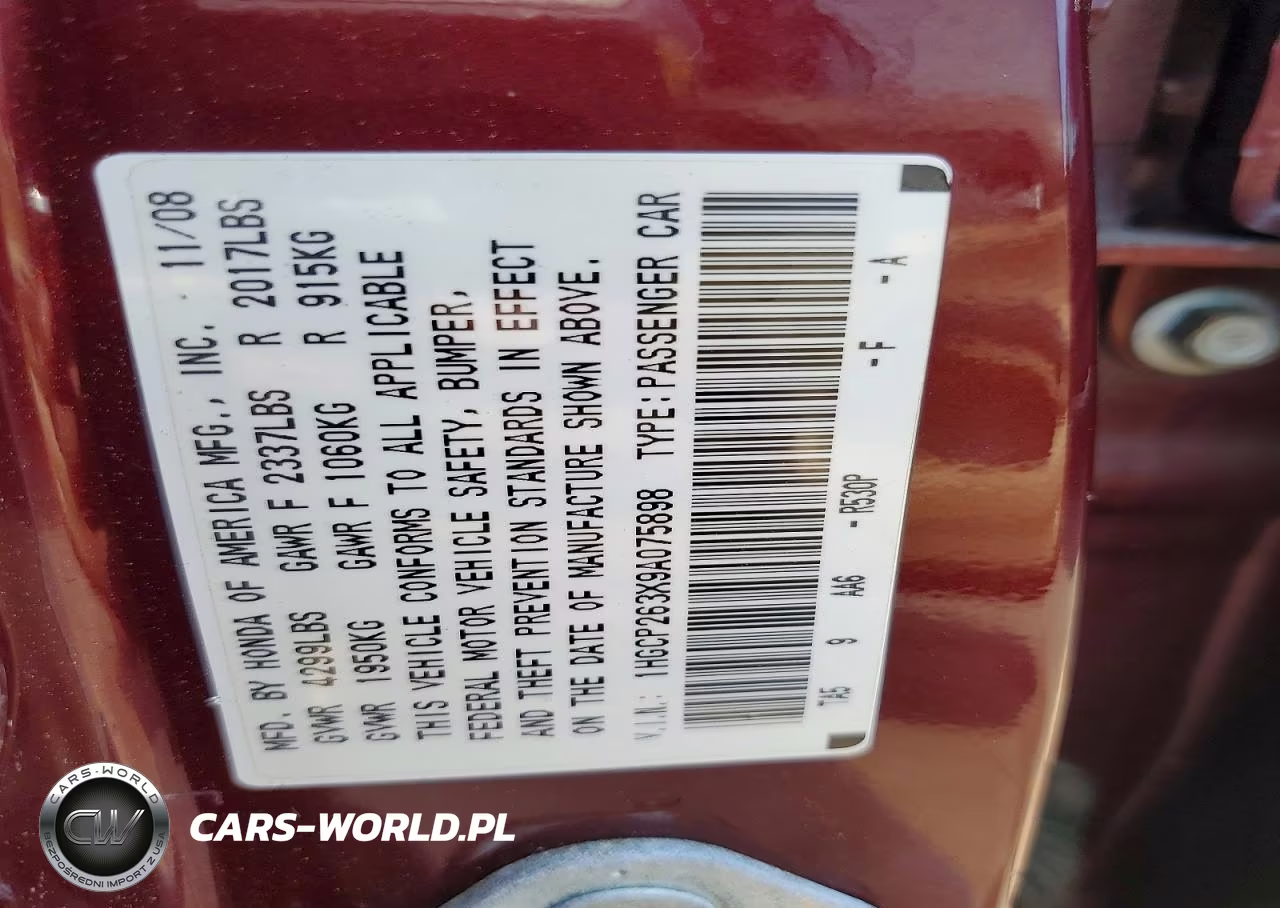 2009 Honda Accord Lx VIN:1HGCP263X9A075898 - 12