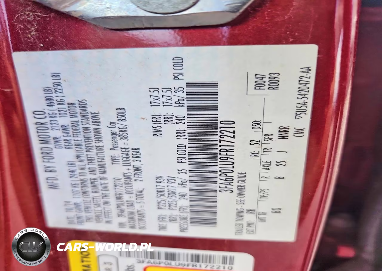2015 Ford Fusion Se Hybrid VIN:3FA6P0LU9FR172210 - 12