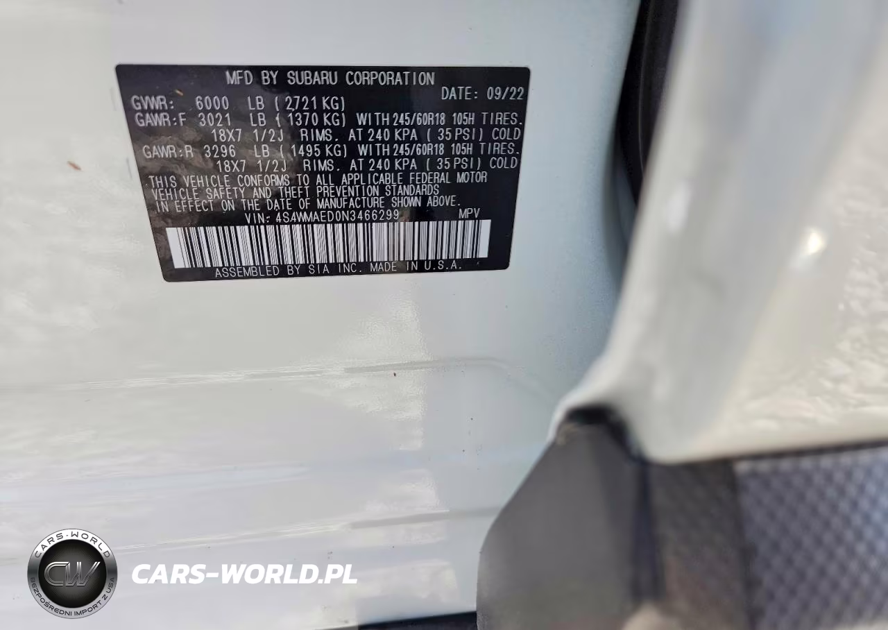 2022 Subaru Ascent Premium VIN:4S4WMAED0N3466299 - 14