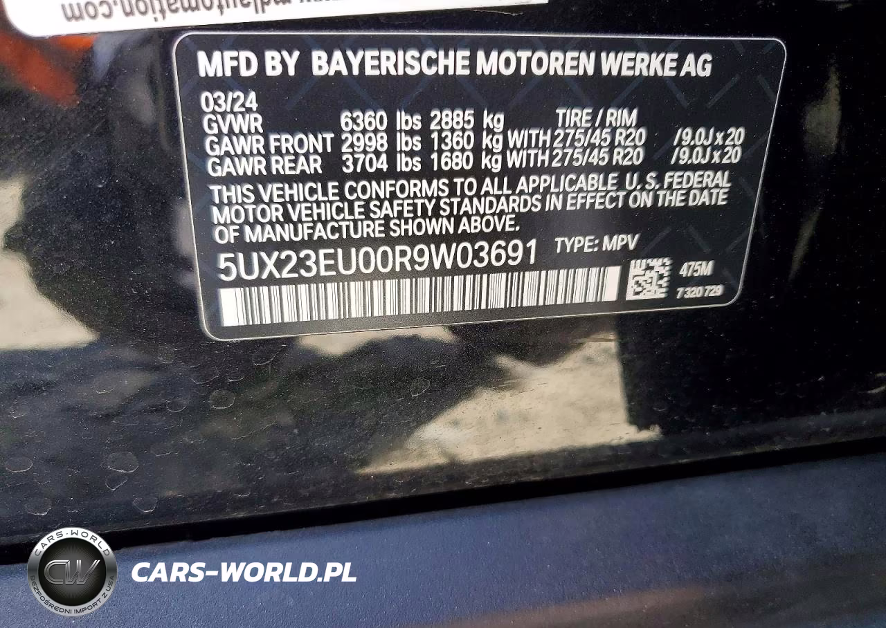 2024 BMW X5 xDrive40I VIN:5UX23EU00R9W03691 - 13