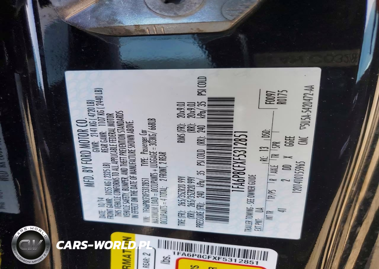 2015 Ford Mustang Gt VIN:1FA6P8CFXF5312851 - 12