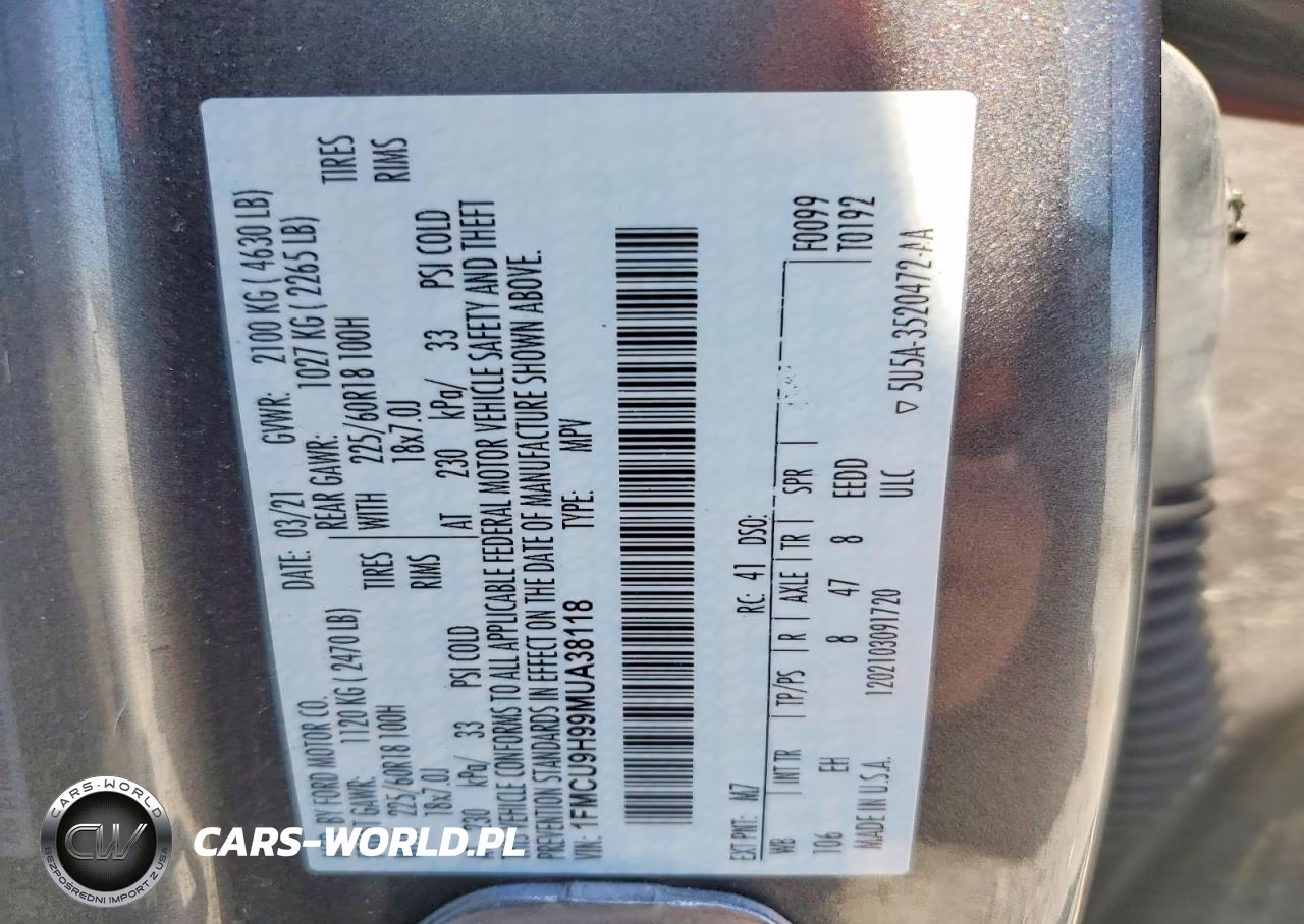 2021 Ford Escape Sel VIN:1FMCU9H99MUA38118 - 13