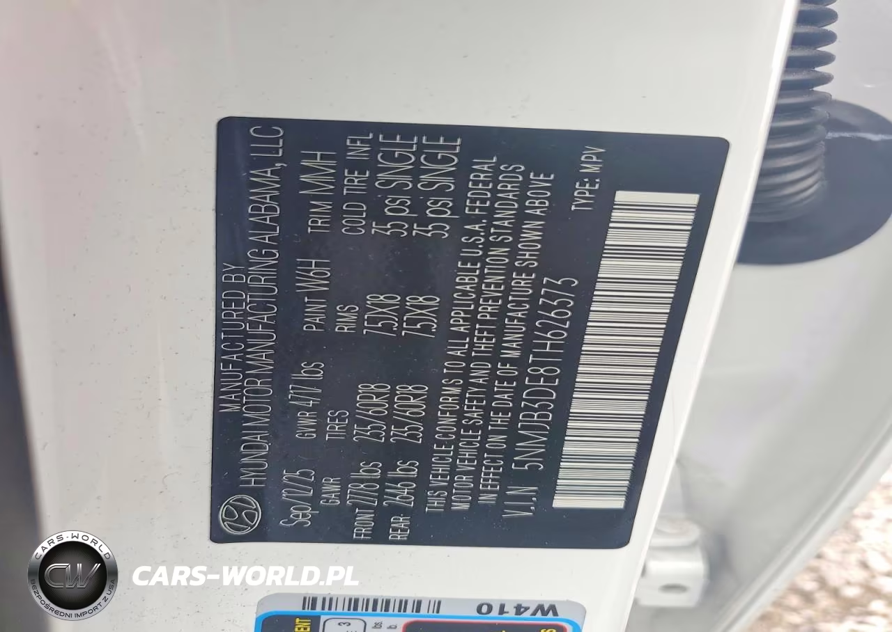 2026 Hyundai Tucson Sel VIN:5NMJB3DE8TH626373 - 14