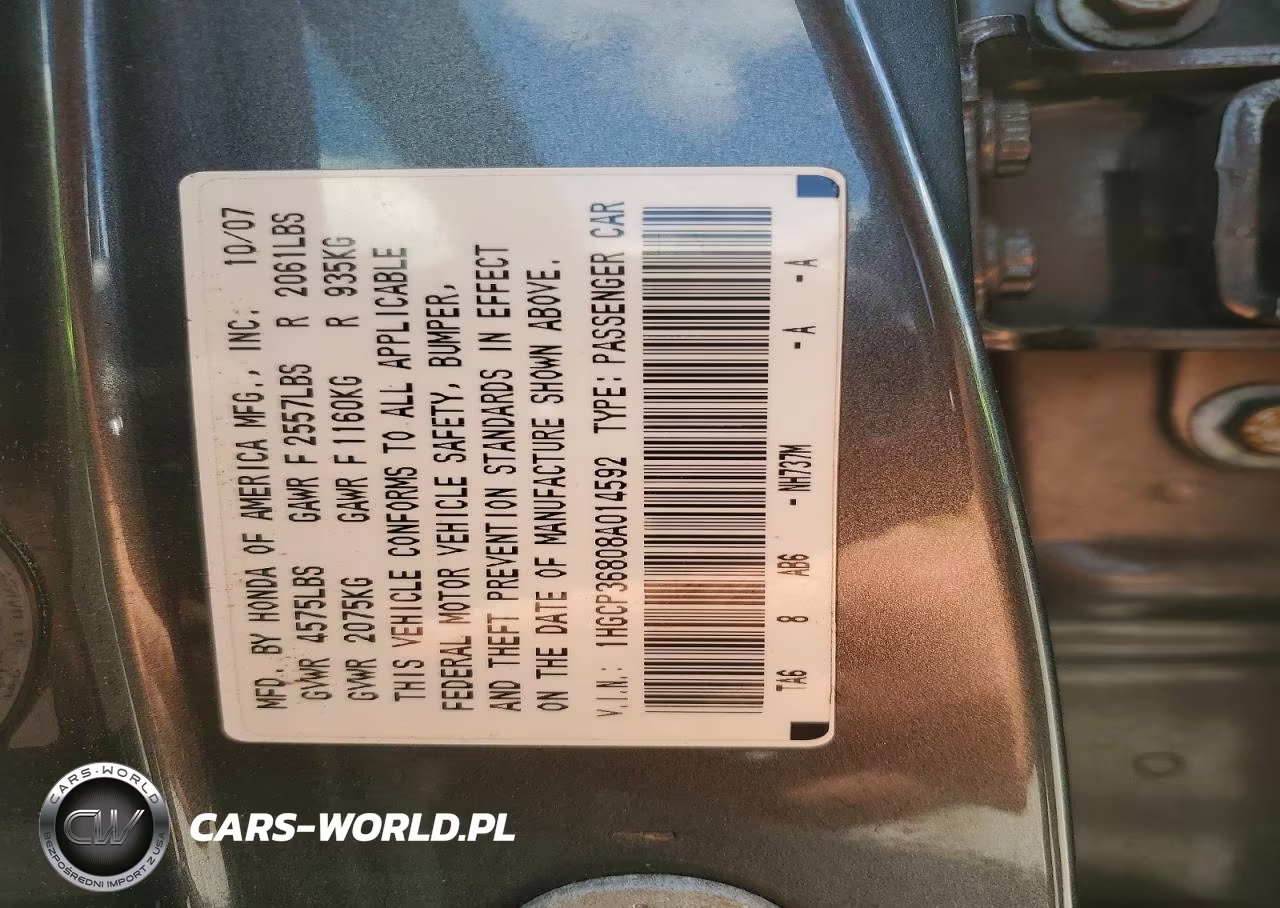 2008 Honda Accord Exl VIN:1HGCP36808A014592 - 13