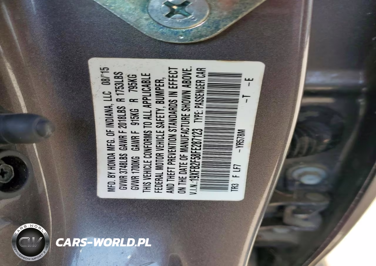 2015 Honda Civic Lx VIN:19XFB2F58FE287123 - 12