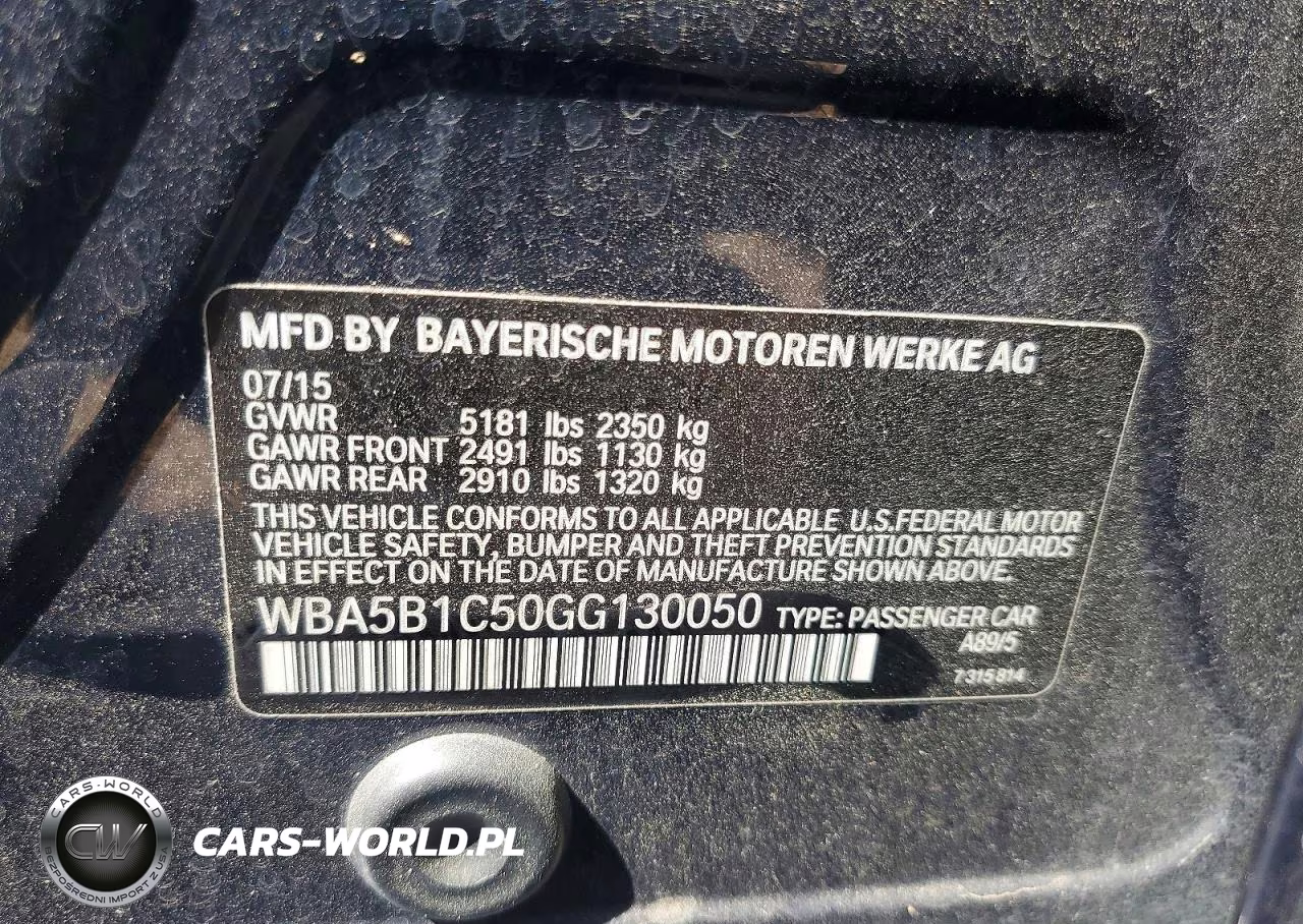 2016 BMW 535 I VIN:WBA5B1C50GG130050 - 12