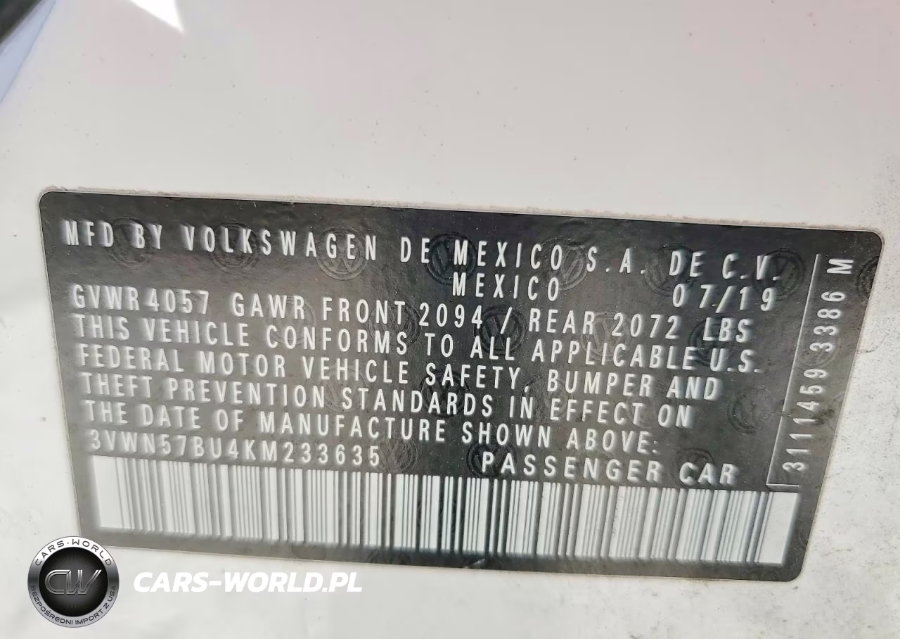 2019 Volkswagen Jetta S VIN:3VWN57BU4KM233635 - 13