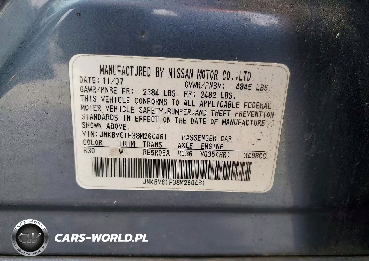 2008 Infiniti G35 Base VIN:JNKBV61F38M260461 - 12
