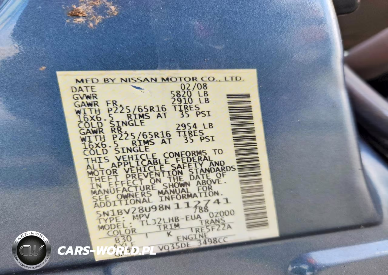 2008 Nissan Quest 3.5 VIN:5N1BV28U98N112741 - 13