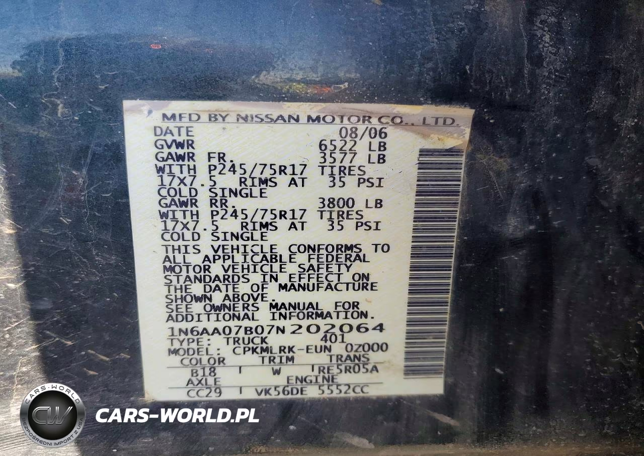 2007 Nissan Titan Xe VIN:1N6AA07B07N202064 - 12