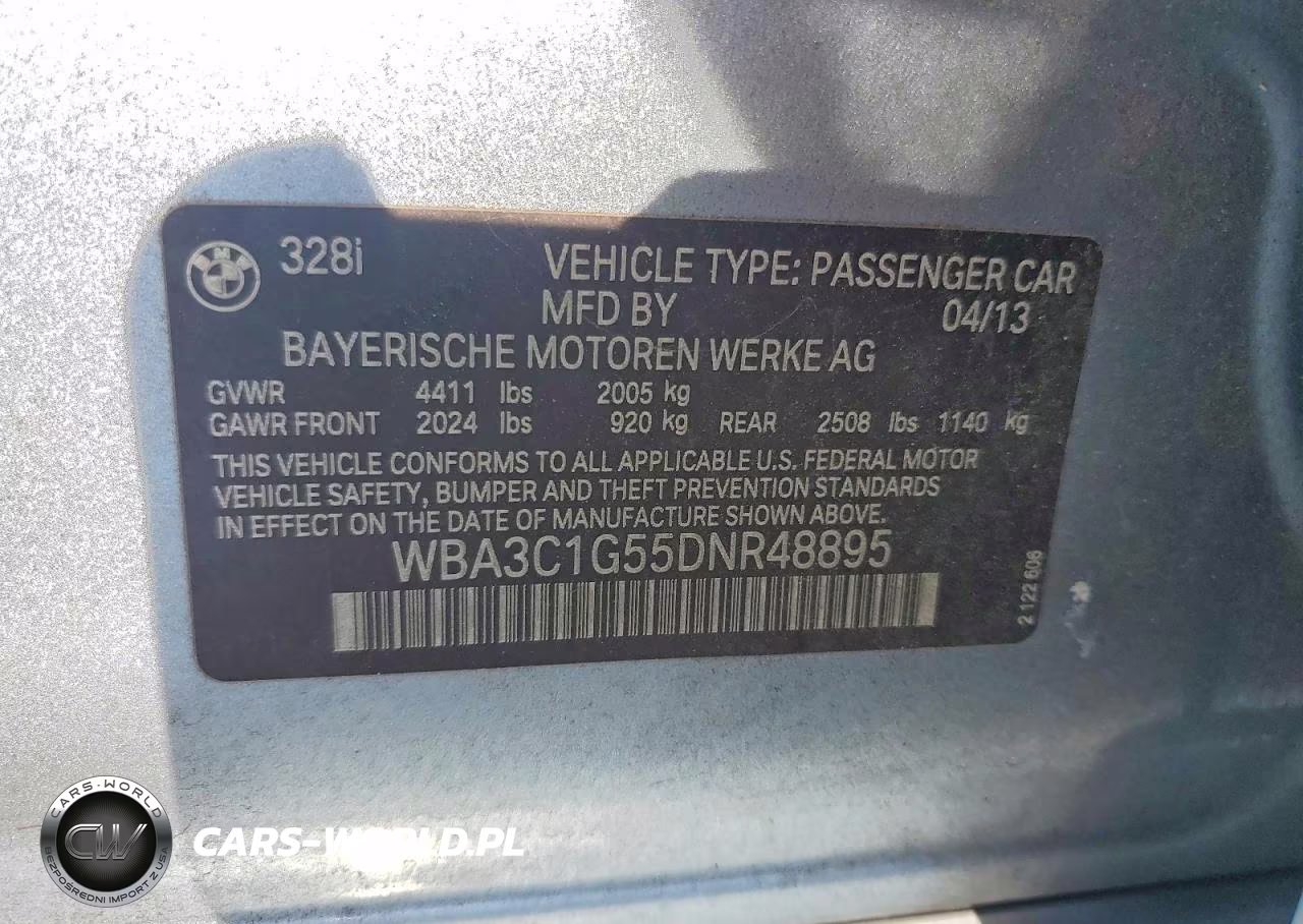 2013 BMW 328 I Sulev VIN:WBA3C1G55DNR48895 - 12