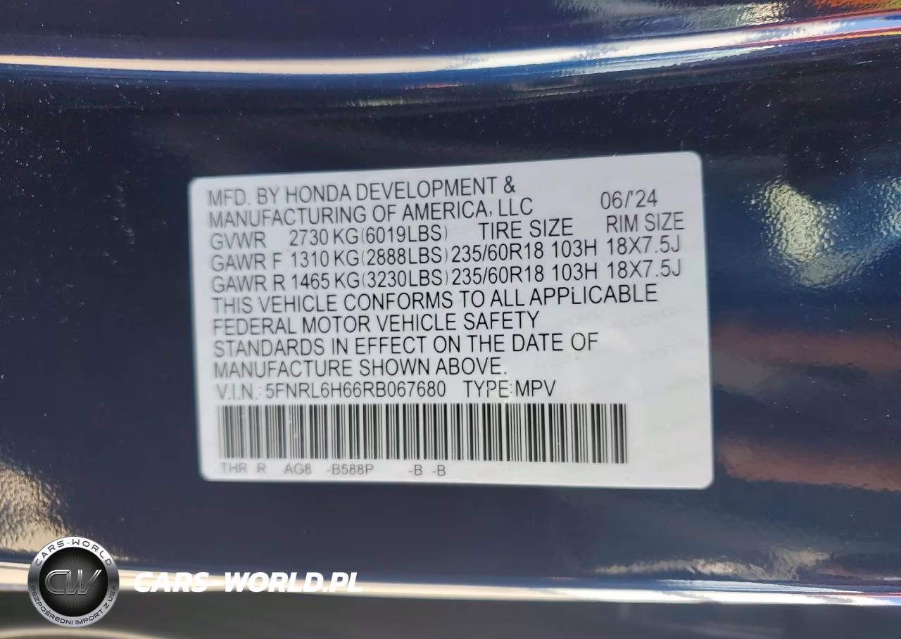 2024 Honda Odyssey Exl VIN:5FNRL6H66RB067680 - 14